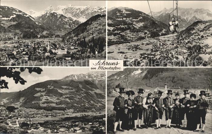 Schruns Vorarlberg Gesamtansicht mit Alpenpanorama Sessellift Trachten