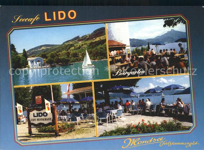 Mondsee Salzkammergut Seecafe Restaurant Lido Biergarten Terrasse Segeln Alpenbl