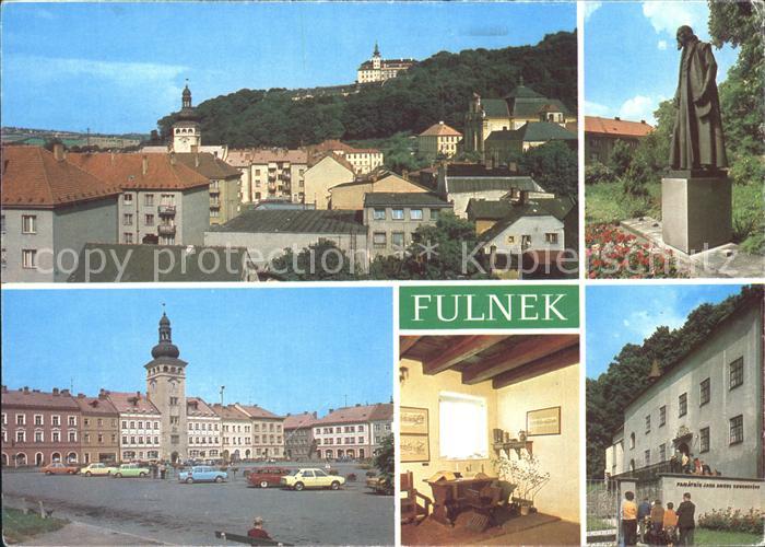 Fulnek Castecny pohled na mesto Namesti Pomnik a parnatnik JA Komenskeho Komensk