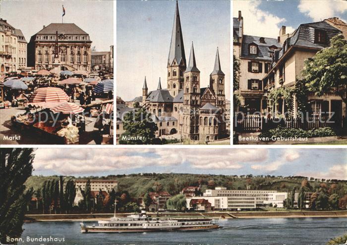 Bonn Rhein Markt Muenster Beethoven Geburtshaus Bundeshaus Dampfer