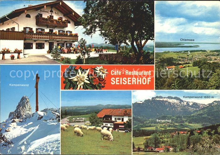 Bernau Chiemsee Restaurant Cafe Pension Seiserhof Kampenwand Gipfelkreuz Schafe