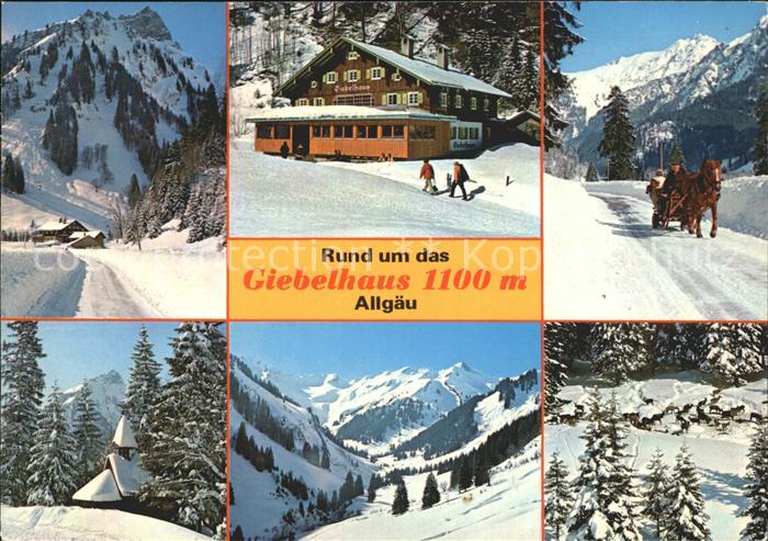 Hindelang Berghaus Giebelhaus Pferdeschlitten Kapelle Winterpanorama Allgaeuer A