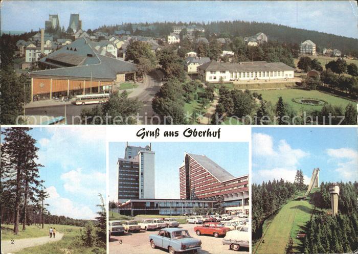 Oberhof Thueringen Blick vom FDGB Erholungsheim Rennsteig Hotel Panorama Sprungs