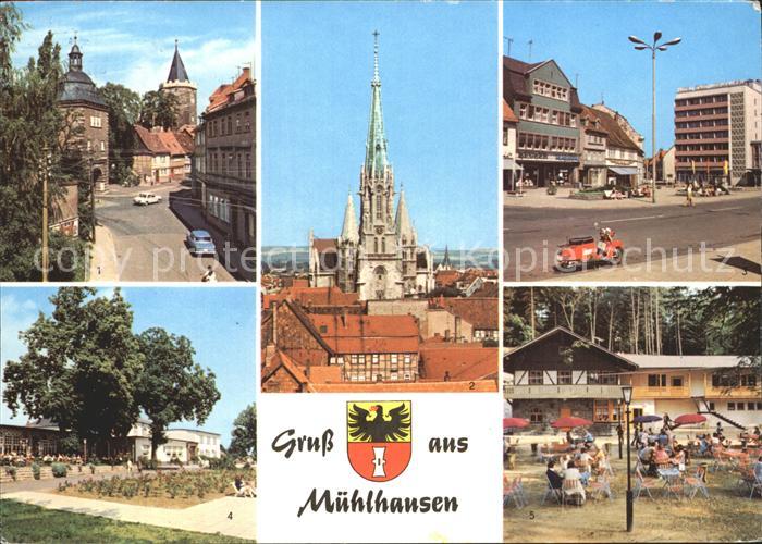 Muehlhausen Thueringen Frauentor Rabenturm Marienkirche Wilhelm Pieck Platz Nahe
