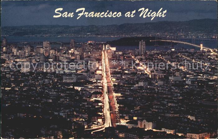 San Francisco California Fliegeraufnahme bei Nacht