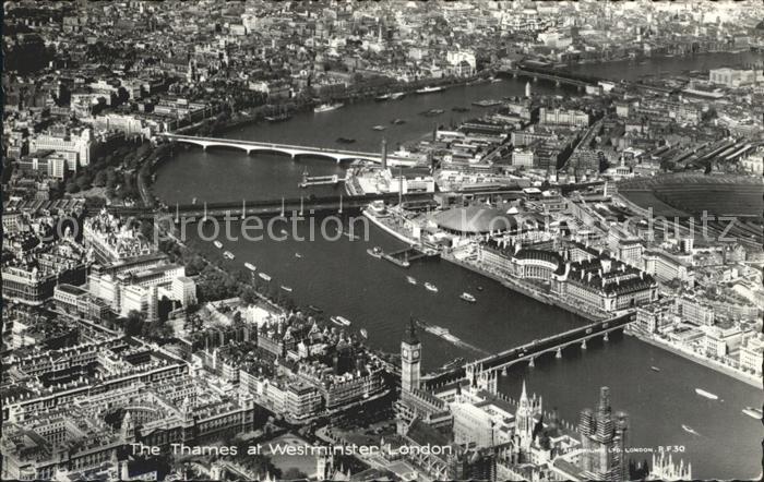 London Fliegeraufnahme Themse und Westminster