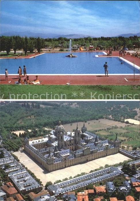 El Escorial Camping Schwimmbad Fliegeraufnahme Guadarrama