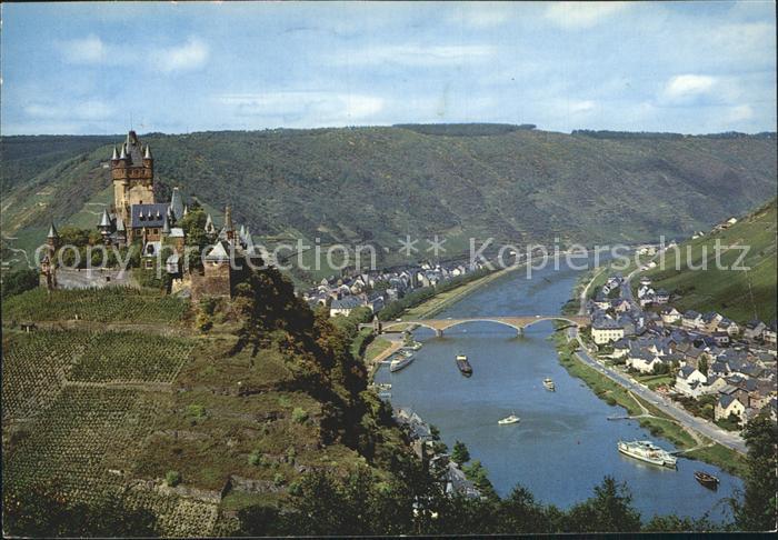 Cochem Mosel Moselpartie mit Burg Fliegeraufnahme