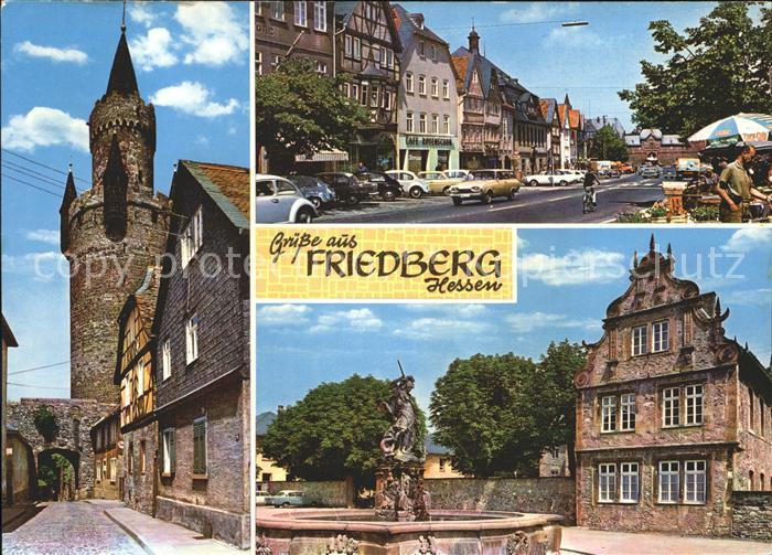 Friedberg Hessen Adolfsturm Kaiserstrasse mit Burg Schloss