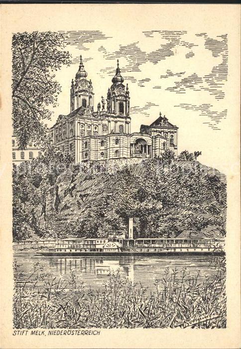 Melk Donau Damper und Kirche