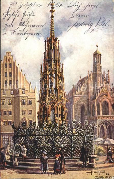 NueRNBERG CITY Schoener Brunnen Frauenkirche Kuenstlerkarte