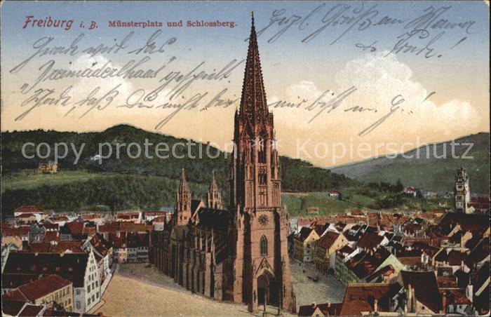 Freiburg Breisgau Muensterplatz Schlossberg