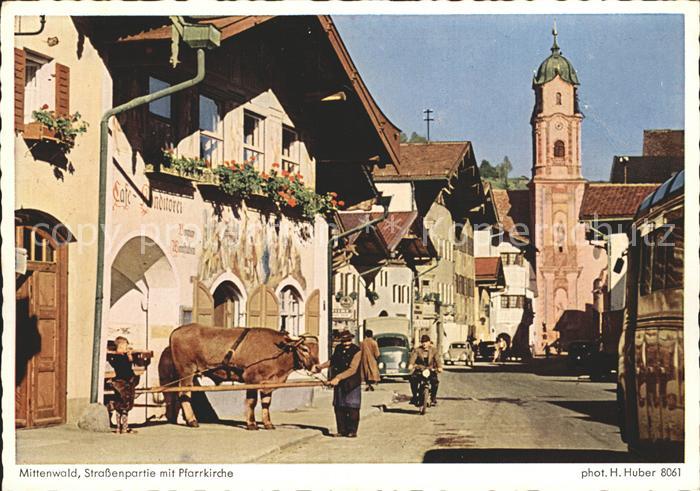 Mittenwald Bayern Strassenpartie Pfarrkirche