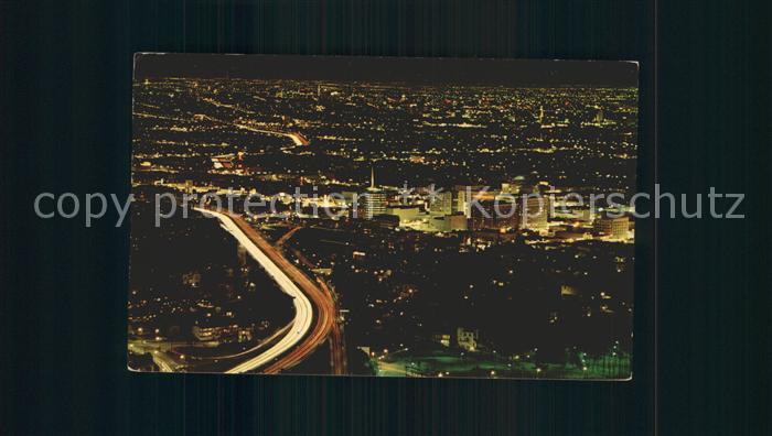 Hollywood California Night scene Freeway Capitol Record building