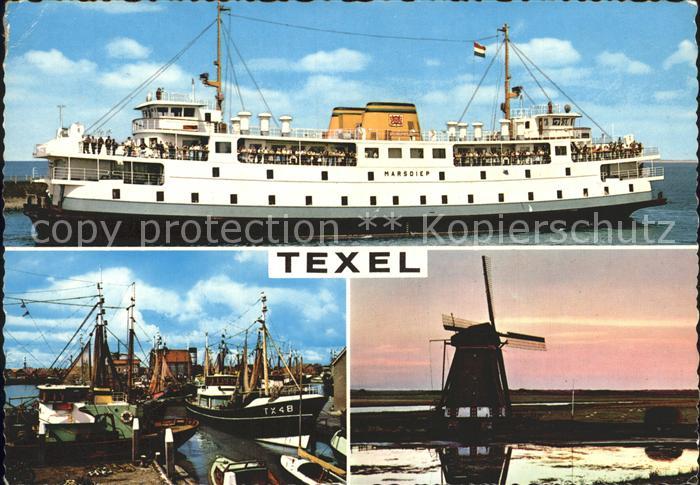 Texel Hafen Windmuehle Schiff Marsdiep