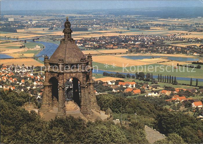 Porta Westfalica Fliegeraufnahme Kaiser Wilhelm Denkmal