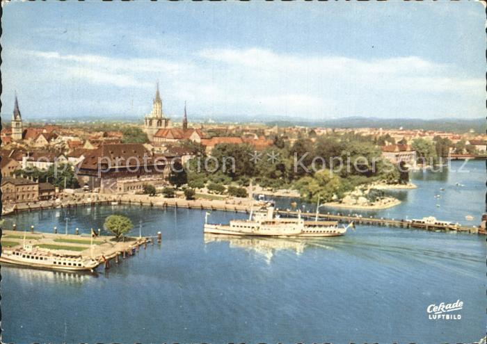 Konstanz Bodensee Blick auf den Hafen Konzil und Dom