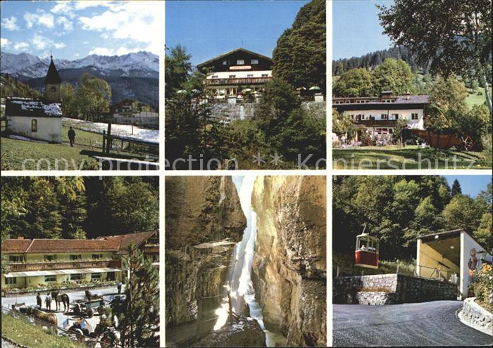 Graseck Forsthaus Berggasthof Partnachklamm Wasserfall Bergbahn Alpenblick