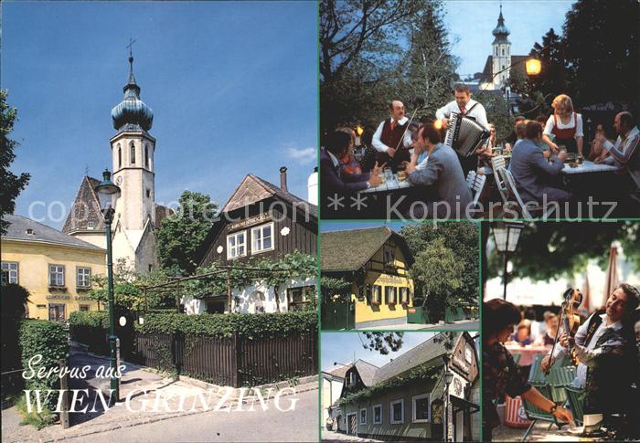Grinzing Wien Ortspartie an der Kirche Gaststaette Restaurant Musik