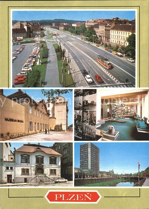 Plzen Pilsen Trida 1. maje Muzeum Dominikanska ulice Charkovske nabrezi