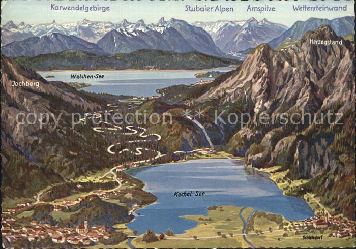 Kochel See aus der Vogelschau Karwendelgebirge Alpen