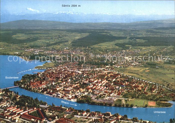 Konstanz Bodensee Saentis Alpenkette Fliegeraufnahme
