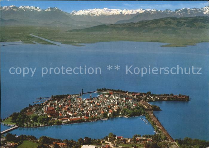 Lindau Bodensee Alpenkette Fliegeraufnahme