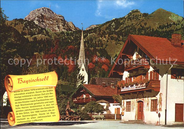 Bayrischzell Ortspartie an der Kirche mit Wendelstein Mangfallgebirge Geschichte
