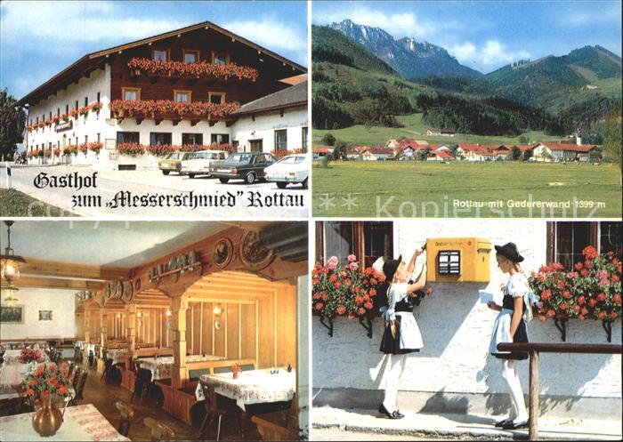 Rottau Chiemgau Gasthof zum Messerschmied Restaurant Trachten Blick zur Gedererw