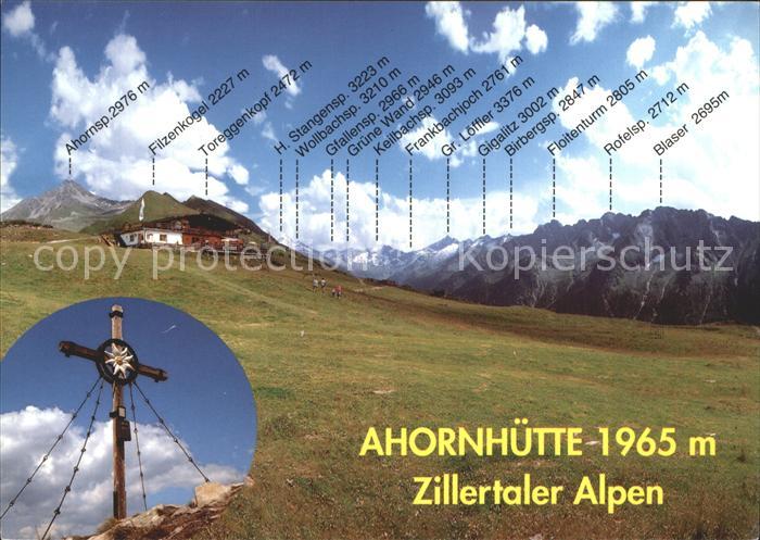 Mayrhofen Zillertal Ahornhuette Jausenstation Zillertaler Alpen Gipfelkreuz