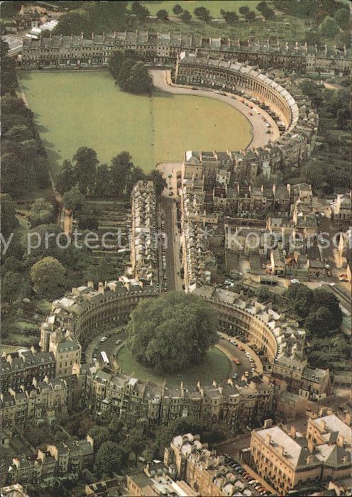 Bath UK Royal Crescent and the Circus aerial view