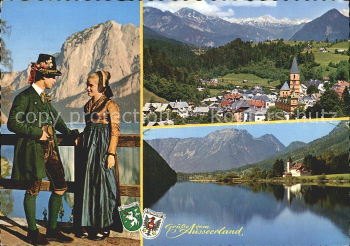 Bad Aussee Steiermark Trachten Gesamtansicht mit Alpenpanorama Schloss Grundlsee