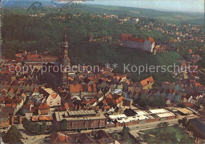 Landshut Isar Kaufhaus Hertie Laendtor Parkhaus Kirche Schloss Fliegeraufnahme