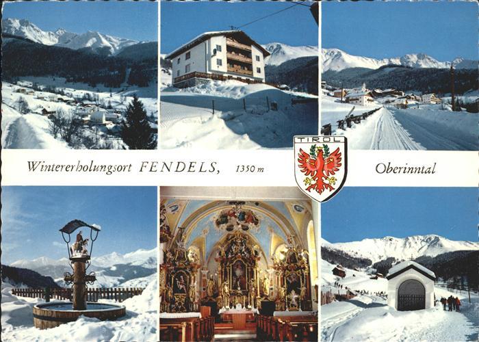 Fendels Oberinntal Glockenturmgebirge Gasthof Burgschroffen Dorfbrunnen Kirche K