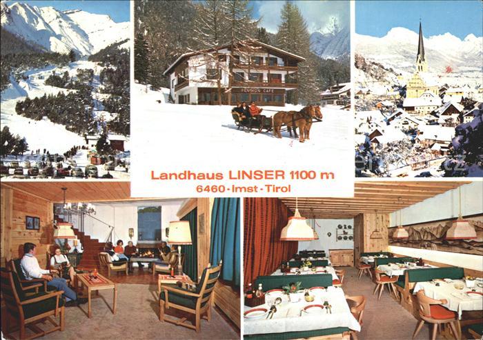 Imst Tirol Landhaus Linser Restaurant Aufenthaltsraum Schlittenfahrt Winterpanor