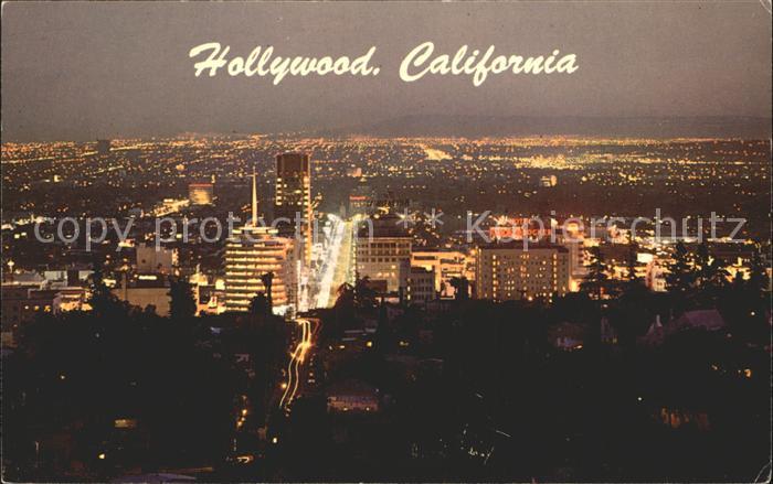 Hollywood California at Night Fliegeraufnahme