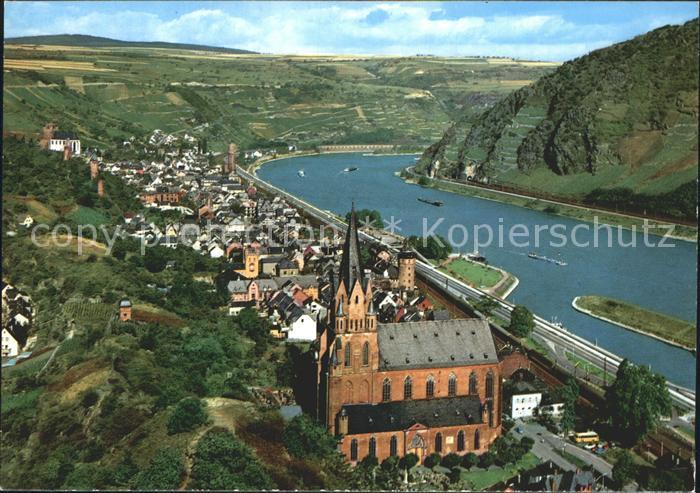Oberwesel Rhein Fliegeraufnahme Rheinpartie