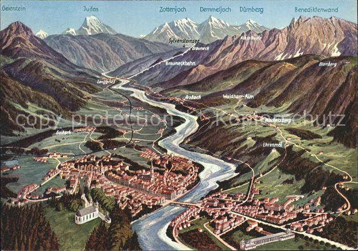 Bad Toelz mit Umgebung Panoramakarte