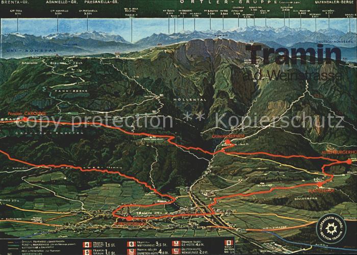 Tramin Weinstrasse Panoramakarte Wanderrouten
