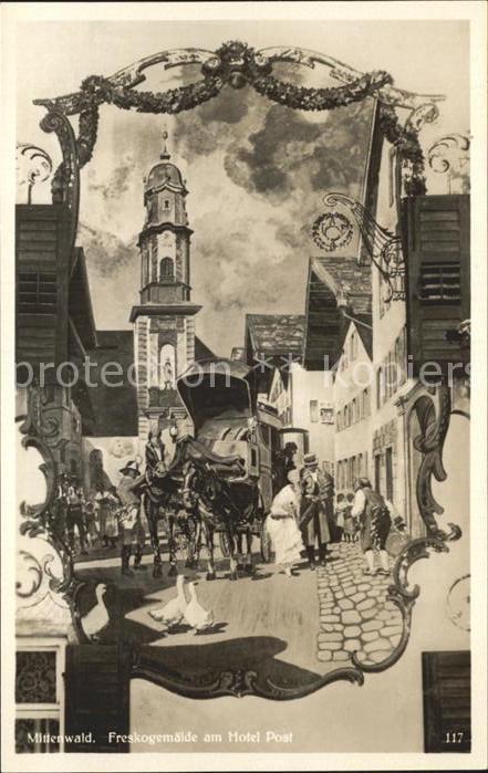 Mittenwald Bayern Freskogemaelde Hotel Post