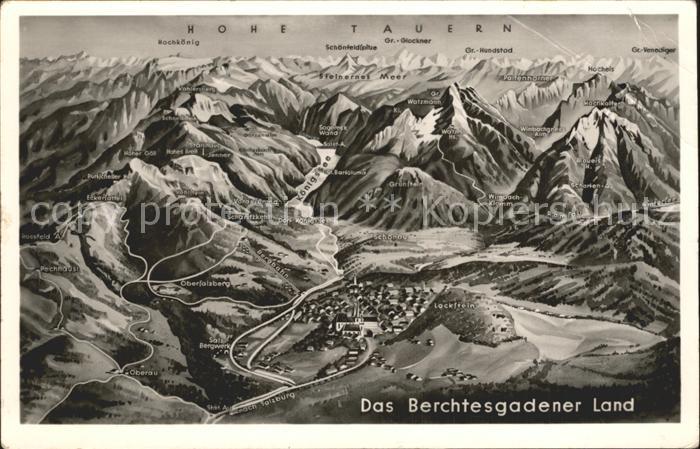 BERCHTESGADEN Bayern Panoramakarte Hohe Tauern Lockstein Gr. Venediger