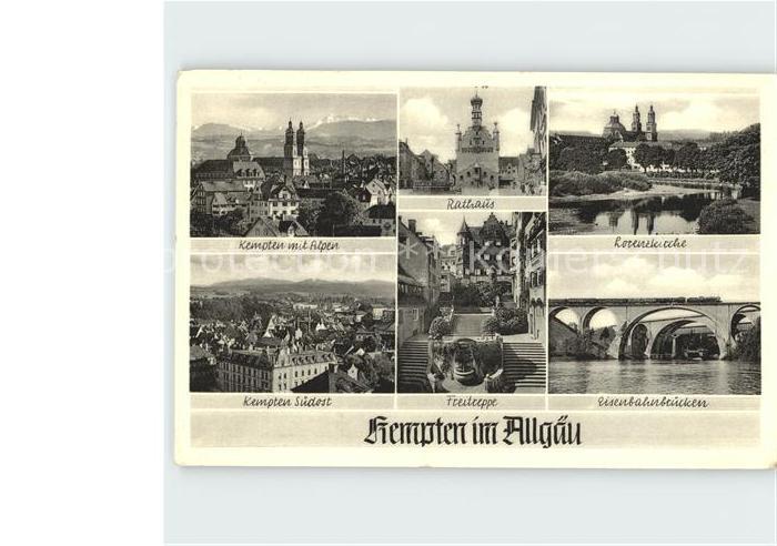 Kempten Allgaeu Eisnbahnbruecke Freitreppe Rathaus