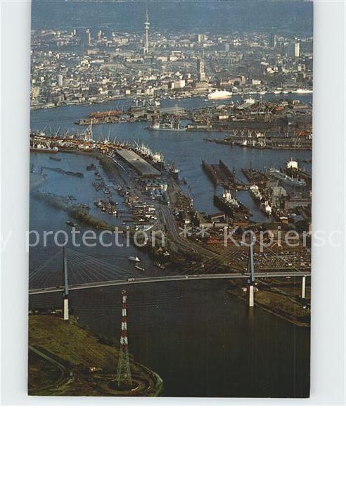 HAMBURG  CITY Fliegeraufnahme mit Kohlbrandbruecke Hafen