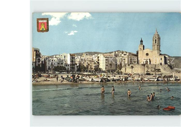 Sitges Strand mit Kirche