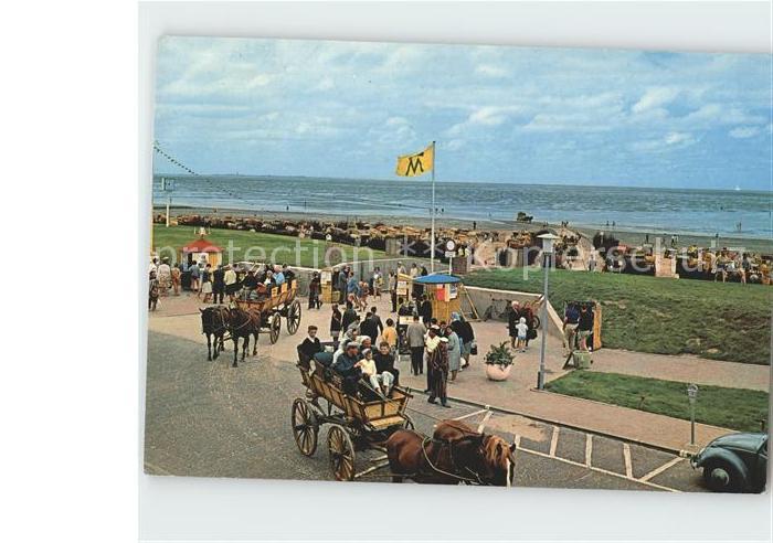 Cuxhaven Nordseebad Strand und Pferdewagen