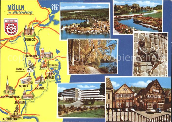 Moelln Lauenburg Kurpark Statue Marktplatz Karte