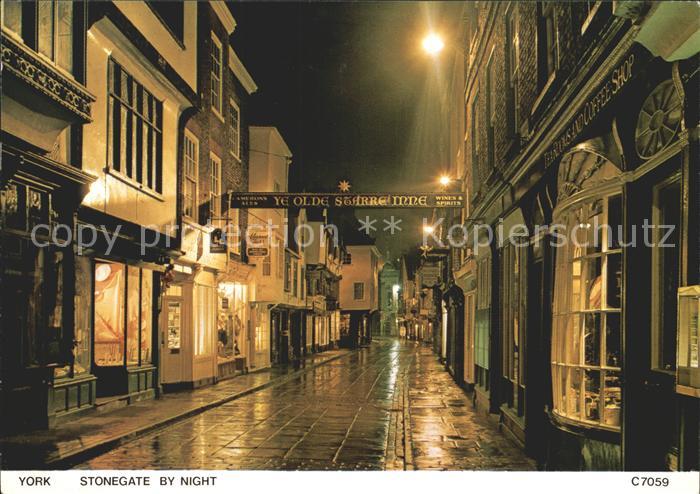 York UK Stonegate by night
