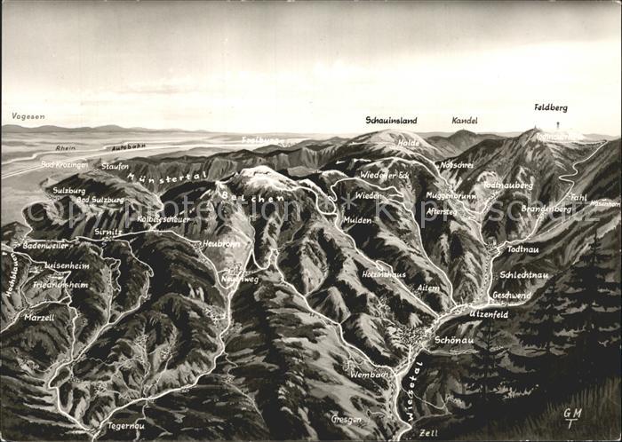 Tegernau Panoramakarte Schauinsland Kandel Feldberg