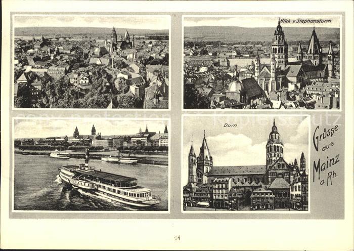 Mainz Rhein Stephansturm Dom Dampfer