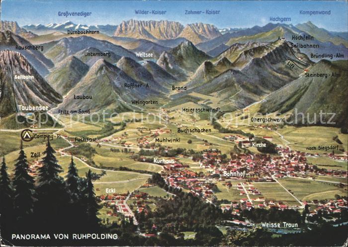 Ruhpolding Bayern Panoramakarte Buchschauchen Obergschwend Hochfelln